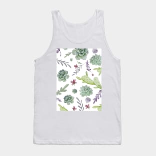 Cactus and Wreath Watercolor Pattern 1 Tank Top